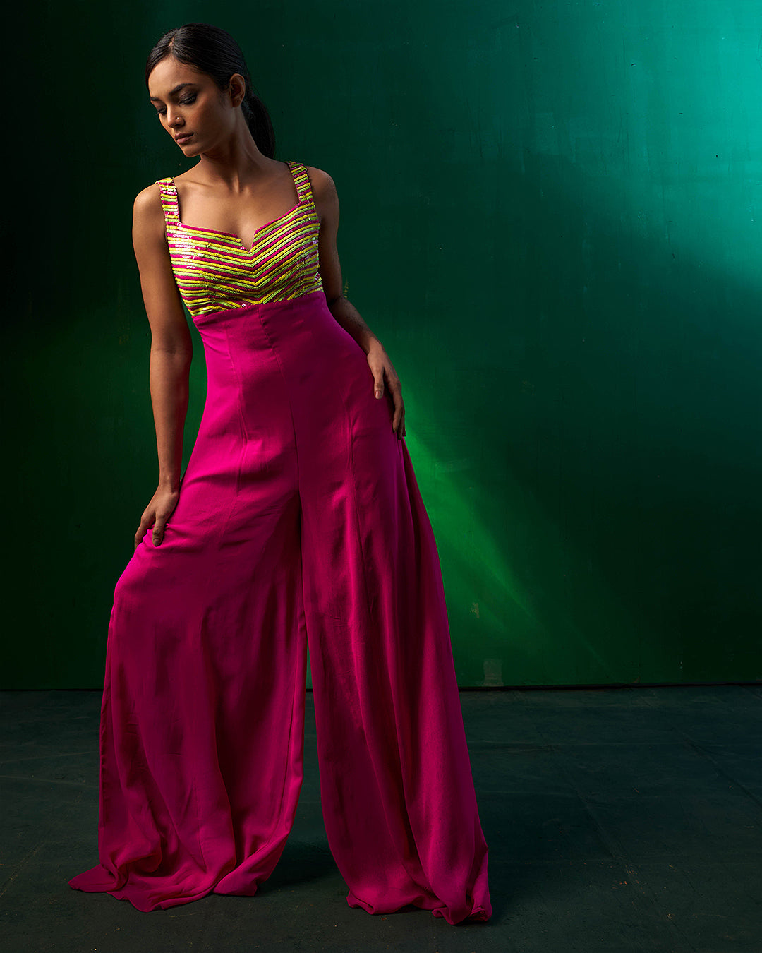 Nina Indo-western Jumpsuit With Cape