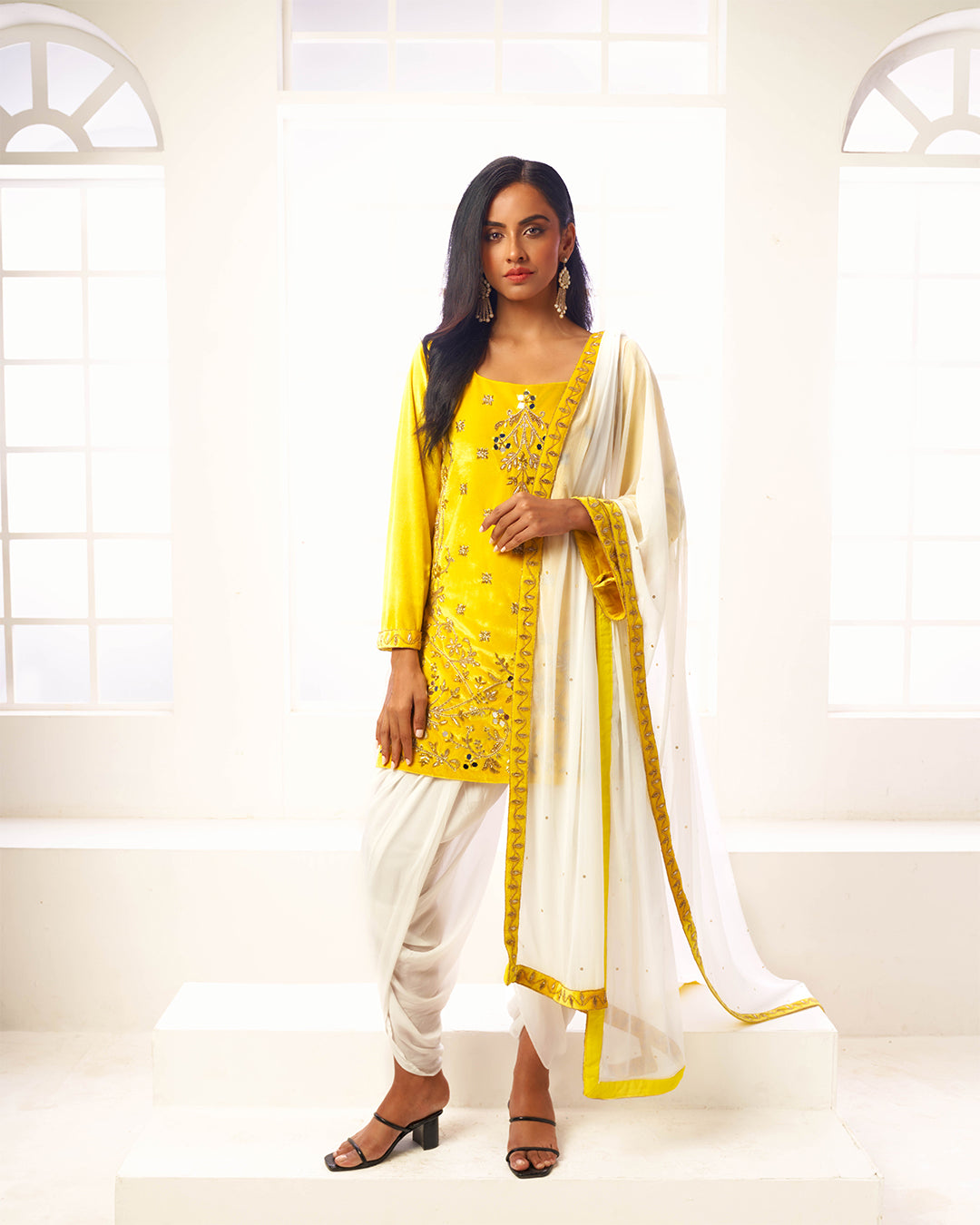 Lysa Yellow Pakistani Kurti with Dhoti Pants