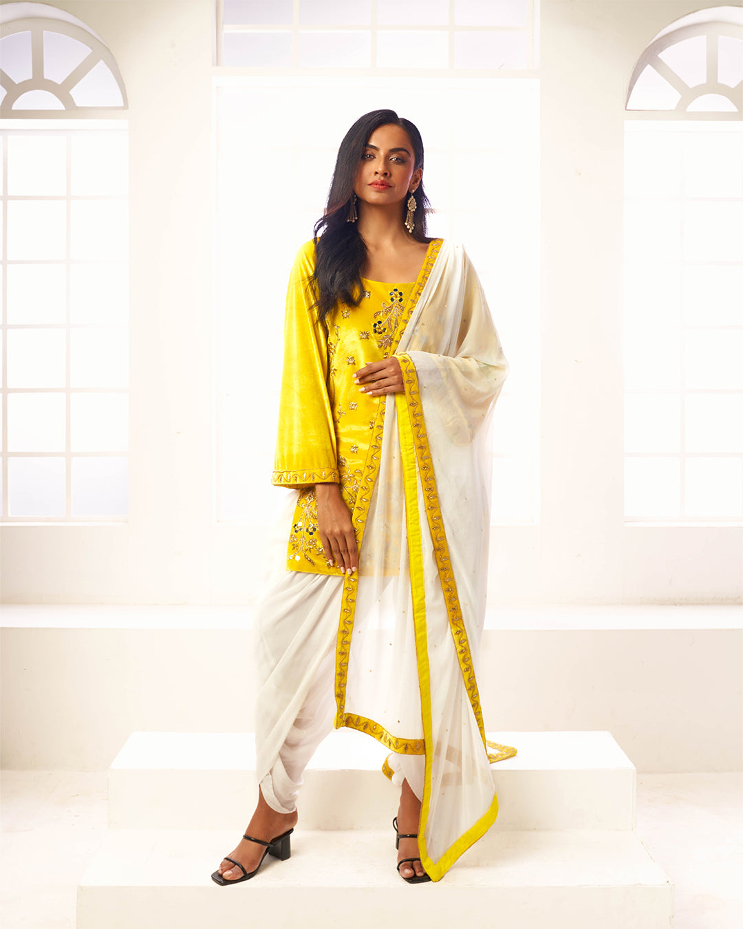 Lysa Yellow Pakistani Kurti with Dhoti Pants