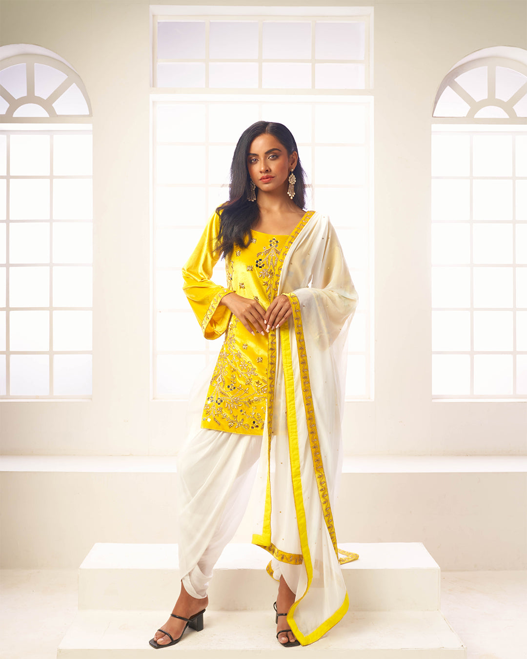 Lysa Yellow Pakistani Kurti with Dhoti Pants