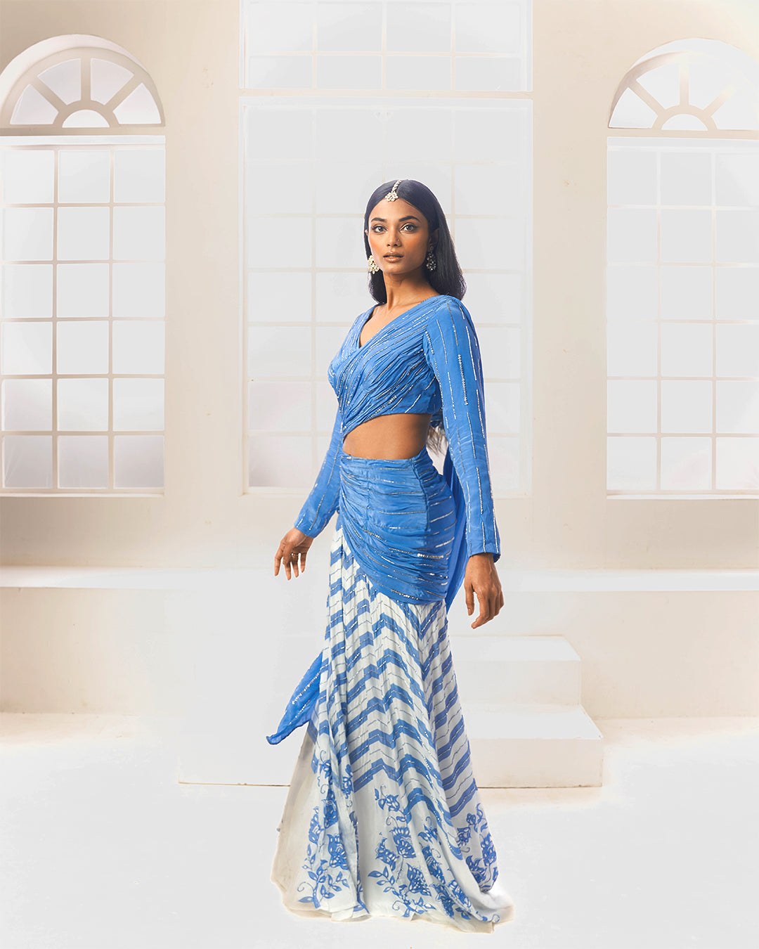 Ziana Simple Modern Lehenga Saree
