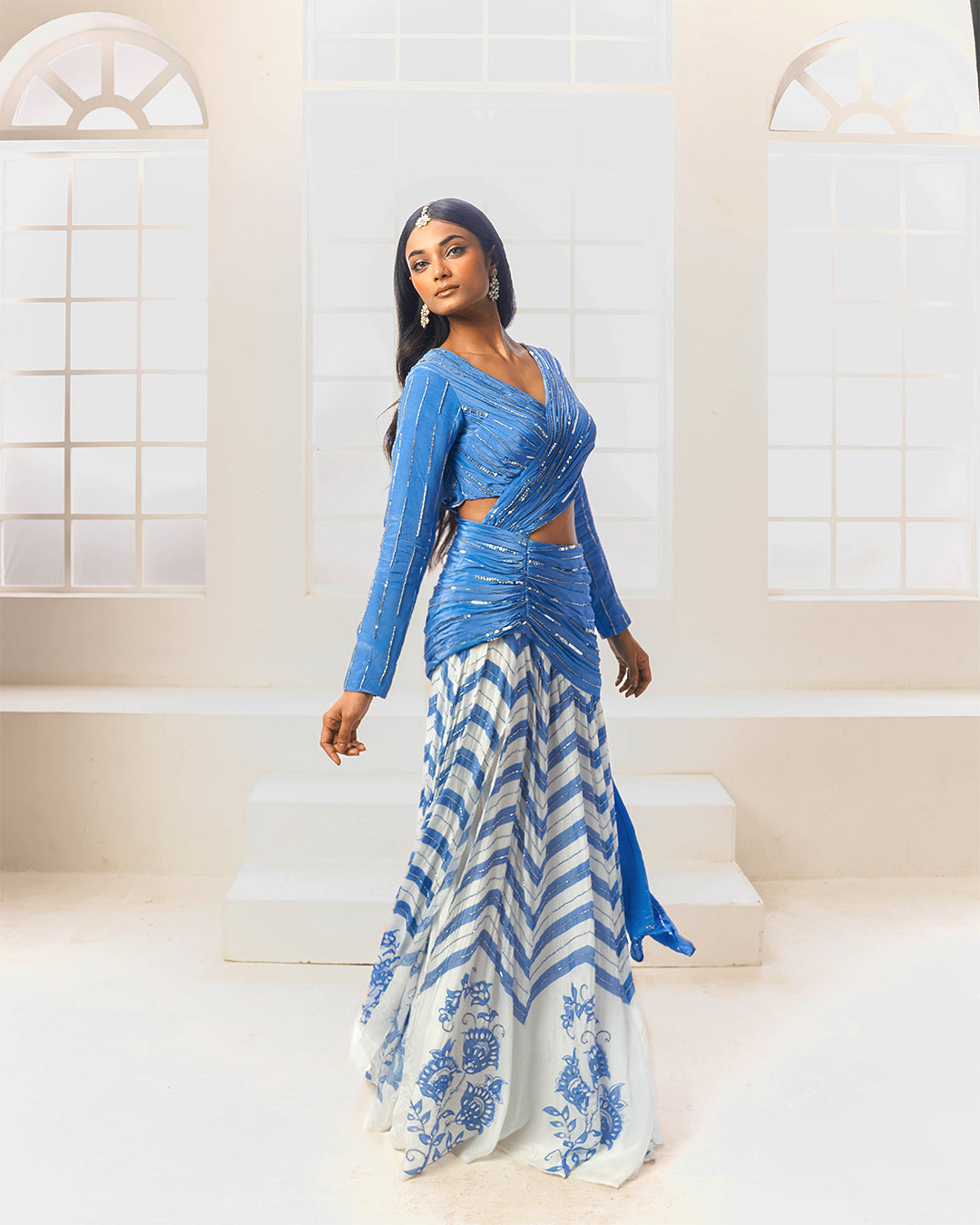 Ziana Simple Modern Lehenga Saree