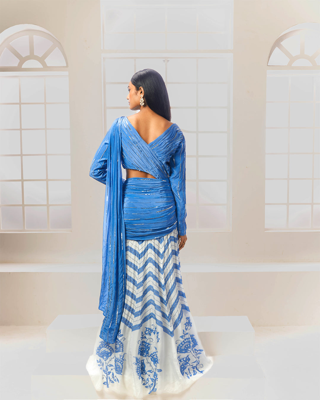 Ziana Simple Modern Lehenga Saree