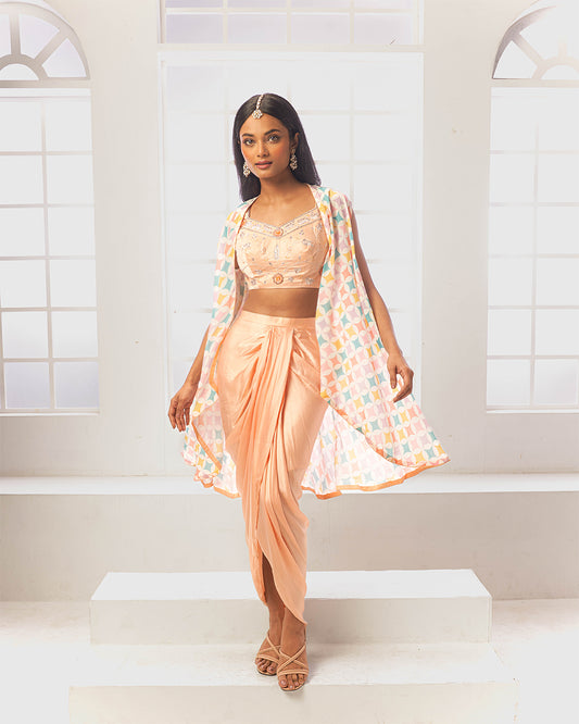 Meira Simple Indo-Western Dhoti Skirt Set