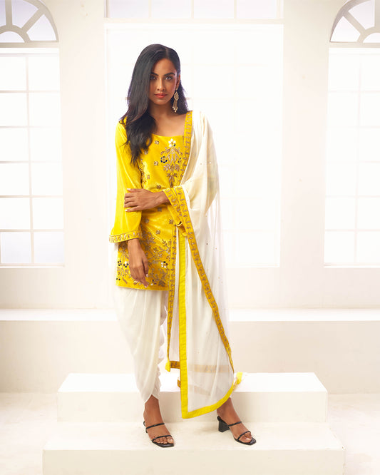 Lysa Yellow Pakistani Kurti with Dhoti Pants